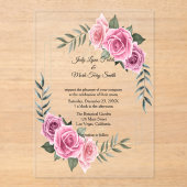 Elegant Geometric Pink Rose Wedding Acryl Uitnodigingen (Voorkant)