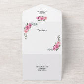 Elegant Geometric Pink Rose Wedding All In One Uitnodiging (Buitenkant)