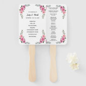 Elegant Geometric Pink Rose Wedding Program Fans Handwaaier (Voorkant en achterkant)