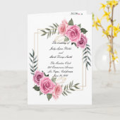 Elegant Geometric Pink Rose Wedding Program Kaart (Gele Bloem)