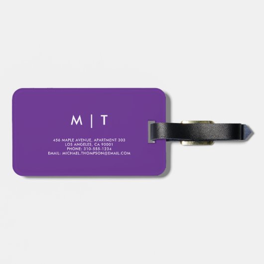 Elegant Geometric purple background Bagagelabel (Achterkant horizontaal)