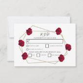 Elegant Geometric Red Rose Weddenschap RSVP Kaarte (Voorkant)