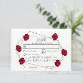 Elegant Geometric Red Rose Weddenschap RSVP Kaarte (Staand voorkant)