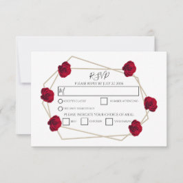 Elegant Geometric Red Rose Weddenschap RSVP Kaarte