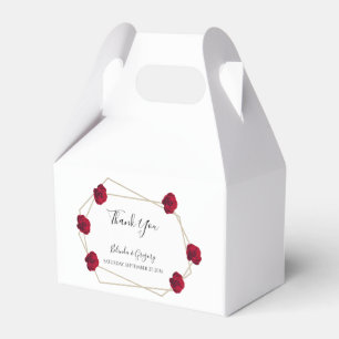 Elegant Geometric Red Rose Wedding Bedankdoosjes