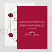 Elegant Geometric Red Rose Wedding Bedankkaart (Voorkant / Achterkant)