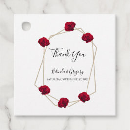 Elegant Geometric Red Rose Wedding Gift Bedankjes Labels