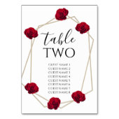 Elegant Geometric Red Rose Wedding Guest Names Kaart (Achterkant)