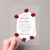 Elegant Geometric Red Rose Wedding Invitations Acryl Uitnodigingen (Insitu (Draagbaar))