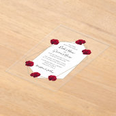 Elegant Geometric Red Rose Wedding Invitations Acryl Uitnodigingen (Laagn)
