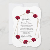 Elegant Geometric Red Rose Wedding Invitations Kaart (Voorkant)