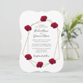Elegant Geometric Red Rose Wedding Invitations Kaart (Staand voorkant)
