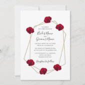 Elegant Geometric Red Rose Wedding Invitations Kaart (Voorkant)
