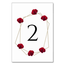 Elegant Geometric Red Rose Wedding Kaart