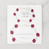 Elegant Geometric Red Rose Wedding Place Card Plaatskaartje (Buitenkant ongevouwen)