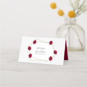 Elegant Geometric Red Rose Wedding Place Card Plaatskaartje (Achterkant)