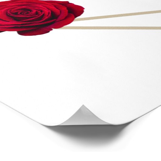 Elegant Geometric Red Rose Wedding Seding Chart Poster (Hoek)