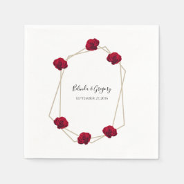 Elegant Geometric Red Rose Wedding Servet