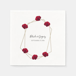Elegant Geometric Red Rose Wedding Servet