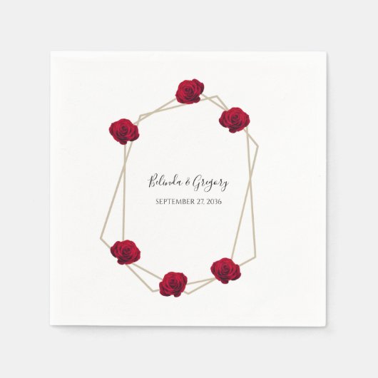Elegant Geometric Red Rose Wedding Servet (Voorkant)