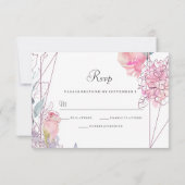 Elegant Geometric Roze Rose Floral Wedding RSVP Kaartje (Achterkant)