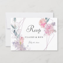 Elegant Geometric Roze Rose Floral Wedding RSVP