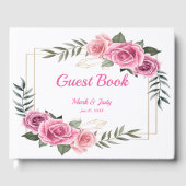 Elegant Geometric Roze Rose Wedding Guestbook Gastenboek (Voorkant)