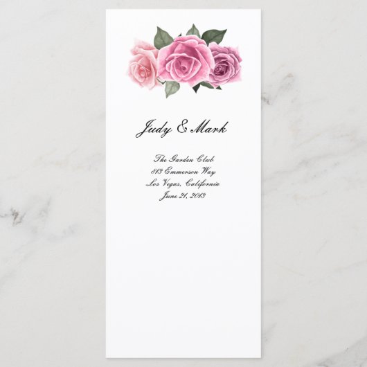 Elegant Geometric Roze Rose Wedding Menu (Achterkant)