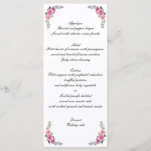 Elegant Geometric Roze Rose Wedding Menu (Voorkant)
