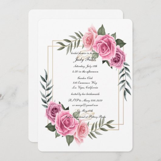 Elegant Geometric Roze Vrijgezellenfeest Kaart (Voorkant / Achterkant)