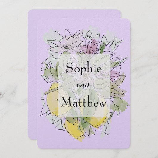 Elegant Geometric Rustic Greenery lemon Lavender Kaart (Voorkant / Achterkant)