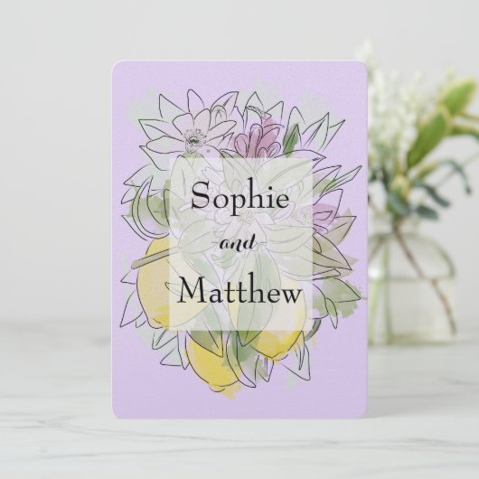 Elegant Geometric Rustic Greenery lemon Lavender Kaart (Staand voorkant)