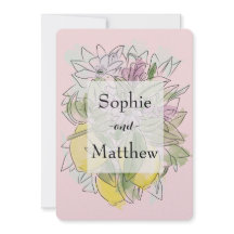 Elegant Geometric Rustic Greenery lemon Pink