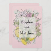 Elegant Geometric Rustic Greenery lemon Pink Kaart (Voorkant / Achterkant)