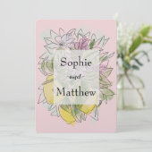 Elegant Geometric Rustic Greenery lemon Pink Kaart (Staand voorkant)