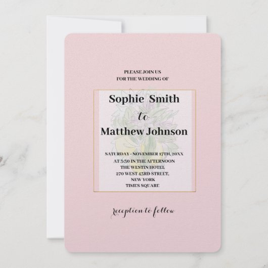 Elegant Geometric Rustic Greenery lemon Pink Kaart (Achterkant)