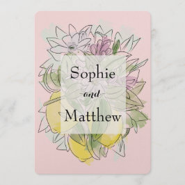 Elegant Geometric Rustic Greenery lemon Pink Kaart