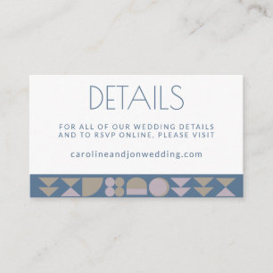 Elegant Geometric Shapes Dusty Blue Modern Wedding Informatiekaartje