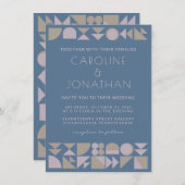 Elegant Geometric Shapes Dusty Blue Modern Wedding Kaart (Voorkant / Achterkant)