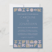 Elegant Geometric Shapes Dusty Blue Modern Wedding Kaart (Voorkant)