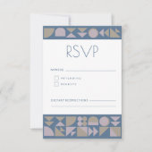 Elegant Geometric Shapes Dusty Blue Modern Wedding RSVP Kaartje (Voorkant)