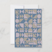 Elegant Geometric Shapes Dusty Blue Modern Wedding RSVP Kaartje (Achterkant)