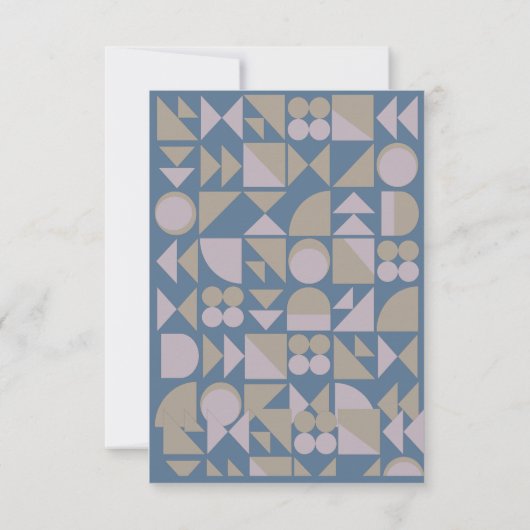 Elegant Geometric Shapes Dusty Blue Modern Wedding RSVP Kaartje (Achterkant)