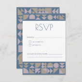 Elegant Geometric Shapes Dusty Blue Modern Wedding RSVP Kaartje (Voorkant / Achterkant)