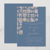 Elegant Geometric Shapes Dusty Blue Taupe Wedding Kaart (Voorkant / Achterkant)