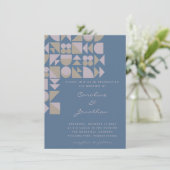 Elegant Geometric Shapes Dusty Blue Taupe Wedding Kaart (Staand voorkant)
