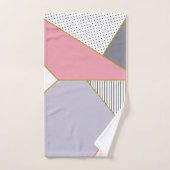 Elegant geometric stripes polka dots pastel bad handdoek (Handdoek)