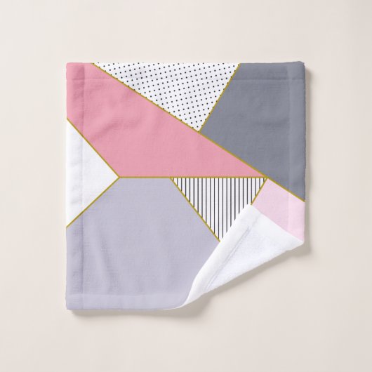 Elegant geometric stripes polka dots pastel bad handdoek (Wasdoekje)