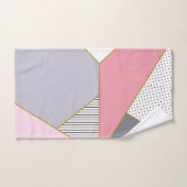 Elegant geometric stripes polka dots pastel bad handdoek (Handdoek)