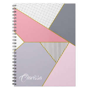 Elegant geometric stripes polka dots pastel notitieboek